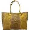 Chicca Borse Borsa a Mano Grande Shopper a Spalla da Donna in Vera Pelle (Cocco Senape)