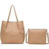 ANGELO Borsa a Spalla da Donna con Pochette a Tracolla Rimovibile - Shopper Capiente in Pelle PU con Chiusura a Zip - Tote Bag Elegante 2 in 1 per Uso Quotidiano, Lavoro, Università e Viaggio (Sabbia-Nude)