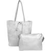 ANGELO Borsa a Spalla da Donna, Borsa Shopper Grande in Pelle PU con Pochette a Tracolla Rimovibile, Tote Bag 2in1 Moderna Elegante per Lavoro, Ufficio, Università, Viaggio (Argento)
