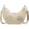 Expatrié Borsa a Tracolla Donna - Lea Small Suede | Borsa a Spalla Mezzaluna, Crossbody Moon Bag, Marsupio Rotonda in Pelle Vegana, Idrorepellente
