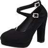 CHICMARK Plateau-Mary-Janes, tacco da 10,5 cm, plateau da 2 cm, effetto velluto con cinturino a croce, scarpe da donna, Nero , 37 EU