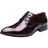 Generic Scarpe da uomo larghe in pelle verniciata, scarpe da lavoro con lacci, scarpe Oxford con stampa, scarpe brogue formali a punta, mocassini per guida e passeggiate in affari, feste e matrimoni, Rosso