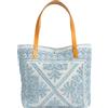 Markotex Borsa Mare in Cotone, con Chiusura a bottone magnetico, manici in Cuoio, Leggera e Pieghevole, Ampia Capacità Donna per Shopping, Viaggio, Campeggio - Sarda MADE IN ITALY (Sky)