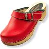 APREGGIO Zoccoli da Donna in Legno 38 Misura Rosso - Comodi Zoccoli da Donna - Pantofole di Legno - Scarpe Solide da Donna