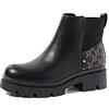 QUEEN HELENA Chelsea Stivaletti con Tacco Basso Donna X29-84 | Stivali bassi, fodera in ecopelle, suola in gomma, tacco largo 4 cm, elastici laterali, inserto decorativo, punta arrotondata