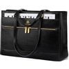 LOVEVOOK Borsa a mano da donna per computer portatile, borsa da lavoro, borsa per insegnanti, borsa per la shopper in pelle PU, borsa da lavoro, borsa per laptop per ufficio, università, 1-nero, 15,6