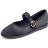 Feversole Women's Mary Jane Fashion，Scarpe Basse Classiche da Donna Décolleté Eleganti Mary Jane con Fibbia Morbida Scarpe da Ballo per in Nero a Rete con Fibbia Rotonda 38.5