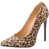 Asterisco Décolleté a Spillo da Donna Tacco Alto Scarpe Appuntito Senza Chiusura Semplici Scarpe da Sera, K79999Mj Leopard-Giallo Numero 43 EU/45Cn