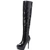 Lroey Reoly Stivali da Donna Sopra Il Ginocchio con Tacco a Spillo, Stivali da Festa Tacco Alto Punta Rotonda Boots Zip Plateau Solid, Numero 32-46