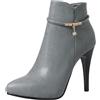 Lroey Reoly Stivaletti da Donna con Tacco a Spillo, Stivali da Vestito Tacco Alto Appuntito Polacchine Zip Crystals 214 Grigio Numero 37 EU
