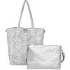 ANGELO Borsa a Spalla da Donna, Borsa Shopper Traforata Grande Capienza, Inclusa Pochette a Tracolla Regolabile, Shopping Bag Hobo in Pelle PU per Lavoro, Ufficio, Viaggio, Università (Argento)