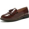 TRULAND Mocassini Penny da donna in pelle, senza lacci, con punta ad ala, in tessuto Oxford, con nappa, comodi, casual, eleganti scarpe per ufficio e lavoro, Bordeaux, 38 EU