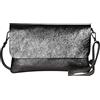AMBRA Moda GLX11 - Borsa a tracolla da donna, in vera pelle, con tracolla rimovibile e regolabile, adatta per cellulari e tablet fino a 7 pollici, (antracite metallizzato)