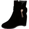 XINXINIO Stivaletti da donna eleganti con zeppa e tinta unita, Nero , 35 EU
