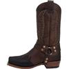 Generic Stivali da Cowboy Western in Pelle con Punta Quadrata Uomo Lavoro Casual a metà Polpaccio Country Ricamati Tradizionali