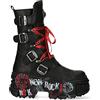 New Rock Stivali WALL028B-C1 Stivali gotici unisex in pelle nera metallizzata, Nero , 40 2/3 EU
