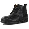COWSDELLA Uomo Nero Distressed Chukka Boots Lace-up Motorcycle Casual Leather Dress Ankle Boot for Men Fashion CD-6015-3-E-9-R