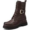 QUEEN HELENA Anfibi con Fibbia Stivaletti Bassi Scarponcini Donna X33-99 (Marrone, Sistema Taglie Calzature EU, Adulto, Donna, Numero, Media, 38)