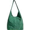 Modarno Borsa a tracolla da donna in pelle scamosciata pochette, borsa a tracolla, shopper, da donna, in vera pelle (Verde Pavone)