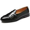 Generic Slip-On in Pelle Penny Mocassini Uomo con Doppia Fibbia Abito Classico di Guida Scarpe di Moda Casual,Nero,39 EU