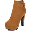 Lroey Reoly Stivaletti da Donna con Tacco a Blocco, Stivaletto Tacco Alto Punta Rotonda Stivali Corti Plateau Zip 308 Giallo Numero 36 EU
