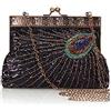 BABEYOND 1920s Flapper Peacock Clutch Vintage Gatsby Sequined Evening Handbag Beaded Bag