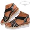 Generic Sandali da donna con zeppa e plateau, sandali ortopedici con zeppa per donne, comodi sandali estivi con cinturino elastico e punta aperta da spiaggia, Nero A, 38 EU