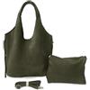 ANGELO Borsa da Donna a Spalla, Tote a Sacca Grande con Borsetta a Tracolla Regolabile, Shopping Bag Elegante in Pelle PU per Lavoro, Università, Ufficio, Viaggio, Grande Capienza (Verde Oliva)