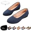 Generic Eleganti scarpe con zeppa e tacco basso antiscivolo, comode scarpe da donna con supporto per arco plantare, scarpe da lavoro casual da lavoro, mocassini, Blu, 38.5 EU