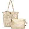 ANGELO Borsa a Spalla da Donna, Borsa Shopper Traforata Grande Capienza, Inclusa Pochette a Tracolla Regolabile, Shopping Bag Hobo in Pelle PU per Lavoro, Ufficio, Viaggio, Università (Oro)