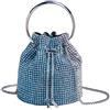 MOISTRI Bling Borsa da sera Strass Coulisse Borsa a secchiello a tracolla Diamond Clutch Purse Party Wedding Shopping Blu