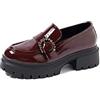 QUEEN HELENA Mocassini con Fibbia Casual Eleganti con Plateau Francesine con Tacco Donna X29-68 (Bordeaux, 37)