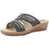 inblu Ciabatte Donna con Fasce Decorate e Inserto Elastico, Plantare in Vera Pelle