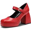 DREAM PAIRS Mary Jane Platform Tacco Alto Donna | Platform 2,3 cm, tacco 9,5 cm, punta quadrata, tomaia in PU, tallone imbottito, stile Y2K retrò.