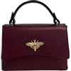 Modarno borsetta donna a tracolla in vera pelle con chiusura ad Ape 20x7x14 cm (Bordeaux Scuro)