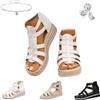 Generic Sandali gladiatore da donna con zeppa e strass, comodi e leggeri, con cerniera, traforati, con plateau, in pelle antiscivolo, stile casual, bianco, 38 EU