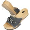 BeComfy Zoccoli in Legno da Donna Catena - Sabot Aperti in Pelle, Scarpe da Giardino, Pantofole, Ciabatte - Taglie 36-41 EU (Grigio Scuro, Sistema Taglie Calzature EU, Adulto, Numero, Media, 36)