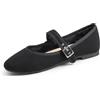 Feversole Women's Soft Cushion Extra Padded Mary Jane Scarpe Basse Classiche Décolleté Eleganti Mary Jane con Fibbia Morbida Scarpe da Ballo per Balletto per Donna Velluto a Coste Nero 37 EU