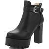 Asterisco Stivaletti da Donna con Tacco Grosso con Plateau Tacco Alto Polacchine Punta Rotonda Zip Stivali da Vestito, G193697Bi Nero Numero 40 EU/41Cn