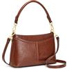 Kattee Borsa a tracolla in vera pelle da donna, piccola borsa a tracolla, con 2 cinghie staccabili, 6 scomparti per carte di credito, Marrone scuro, Casual