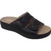 Cinzia Soft MZK09 Ciabatte Donna in Pelle con Doppio Strappo, Comfort Con Plantare Estraibile, Suola Piatta, Blu, Beige,Nero (Nero, Sistema Taglie Calzature EU, Adulto, Donna, Numero, Media, 40)
