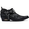 Infinity Leather Scarpe da Uomo in Vera Pelle Nera da Cowboy con Catena Cubana in Metallo Stile Winklepickers 44