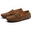 LZQpearl Mocassini Penny da Uomo, Scarpe Basse da Uomo in Pelle Scamosciata, Slip on Boat Deck Casual Mocassino Pantofole per Unisex Adulti E Adolescenti (Brown,48)