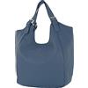modamoda de T227 Borsa shopper da donna in pelle grande made in Italy, blu zaffiro, L