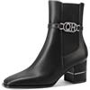 QUEEN HELENA Tronchetti con Zip Laterale Stivaletti con Tacco Basso Casual Donna ZM9838 (Nero, Sistema Taglie Calzature EU, Adulto, Donna, Numero, Media, 41)