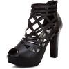 JIEEME Sandali da donna sexy con chiusura lampo blocco tacco peep toe tacco alto piattaforma sera donna décolleté Z30391, Nero , 48 EU
