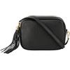 Montte Di Jinne Borsa a tracolla da donna in vera pelle italiana, realizzata a mano, in vera pelle, con nappa, tracolla regolabile, made in Italy, Nero , 21cm (L) × 14.50cm (H) × 7cm (W)