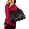 Emila Borsa nera donna grande a spalla capiente con catena tracolla tipo hobo shopper bag borsello 3 tre pezzi da lavoro ufficio per tutti giorni giornaliera Nero