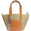 NAJ-OLEARI Borsa da Donna in Paglia, con Manici in Ecopelle, Taschino Frontale e Ciondoli Decorativi, 31x19x9 cm (Arancione)