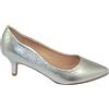 Malu Shoes Decollete' Scarpe Donna a Punta Argento Satinato Tacco a Spillo Midi 5 cm in Pelle Comodo per Cerimonie Eventi Ufficio (36 EU)